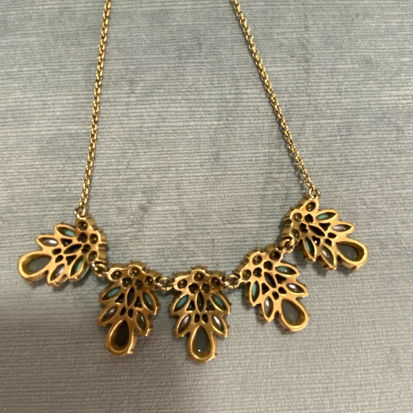 J.Crew blue gemstone vintage statement necklace with gold chain 9-12” drop - Picture 11 of 11